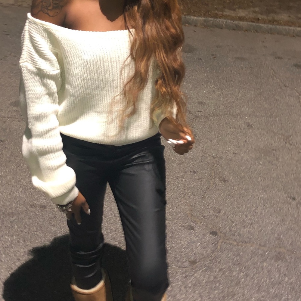 White off the shoulder sweater